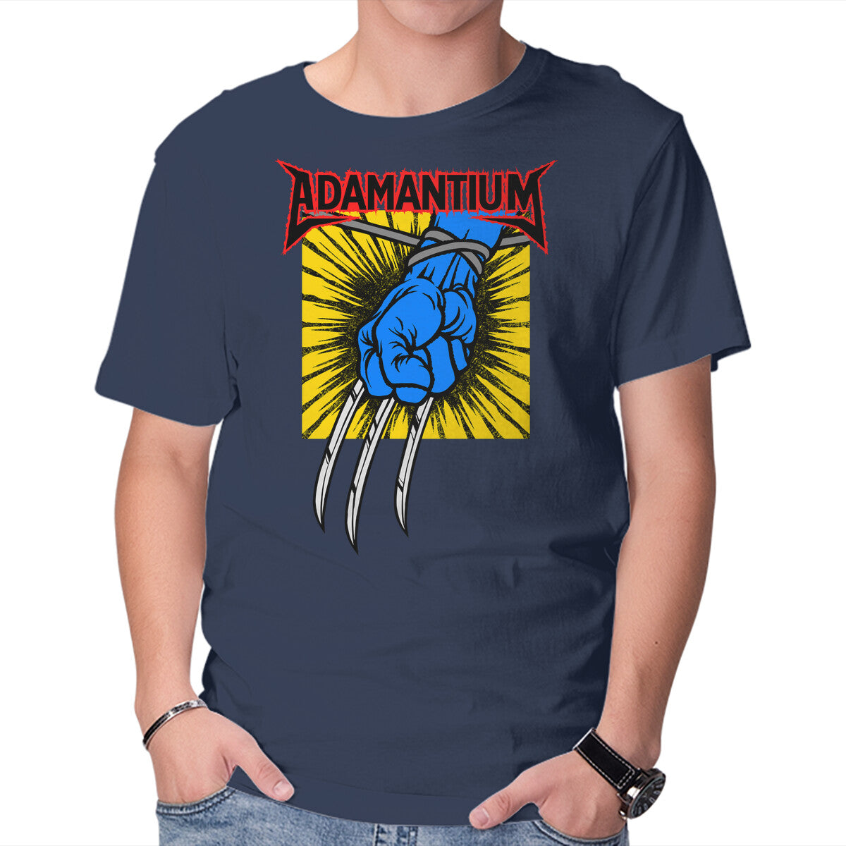 Adamantium – Sci-Fi Graphic T-Shirt in navy, product display