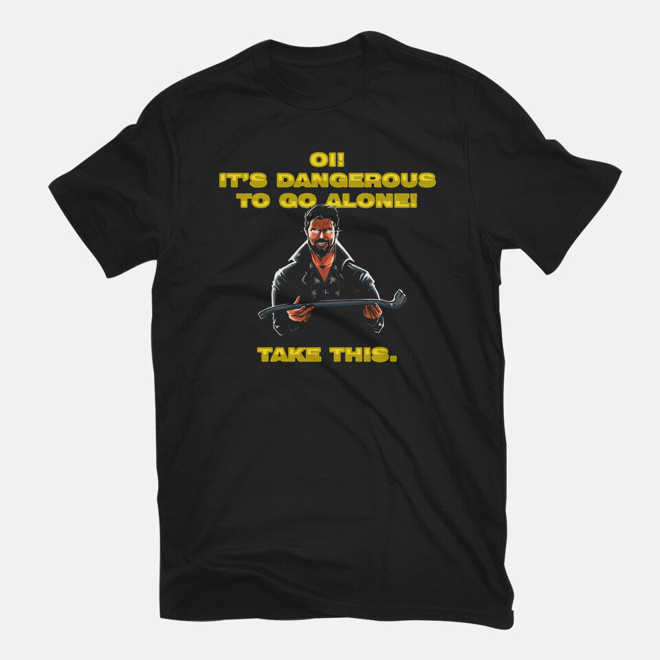 Oi Take This Graphic T-Shirt in black, flat-lay product view