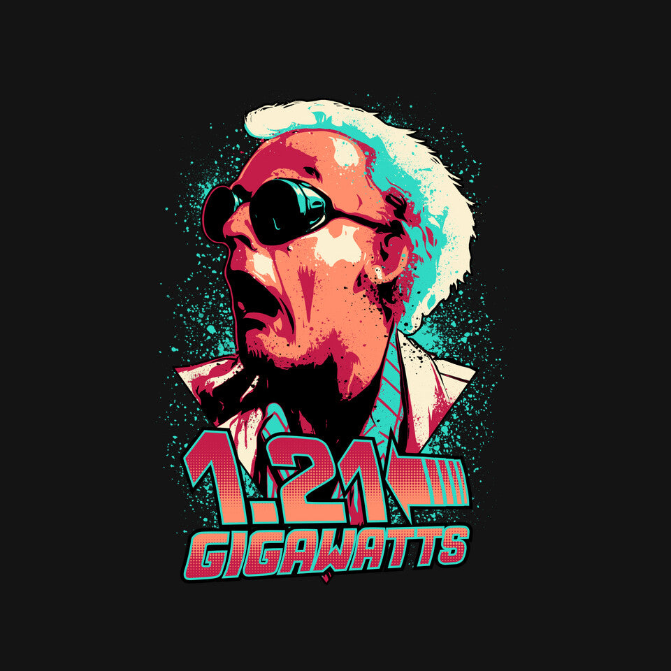 Gigawatts – Sci-Fi Graphic T-Shirt design artwork for black graphic T-shirt