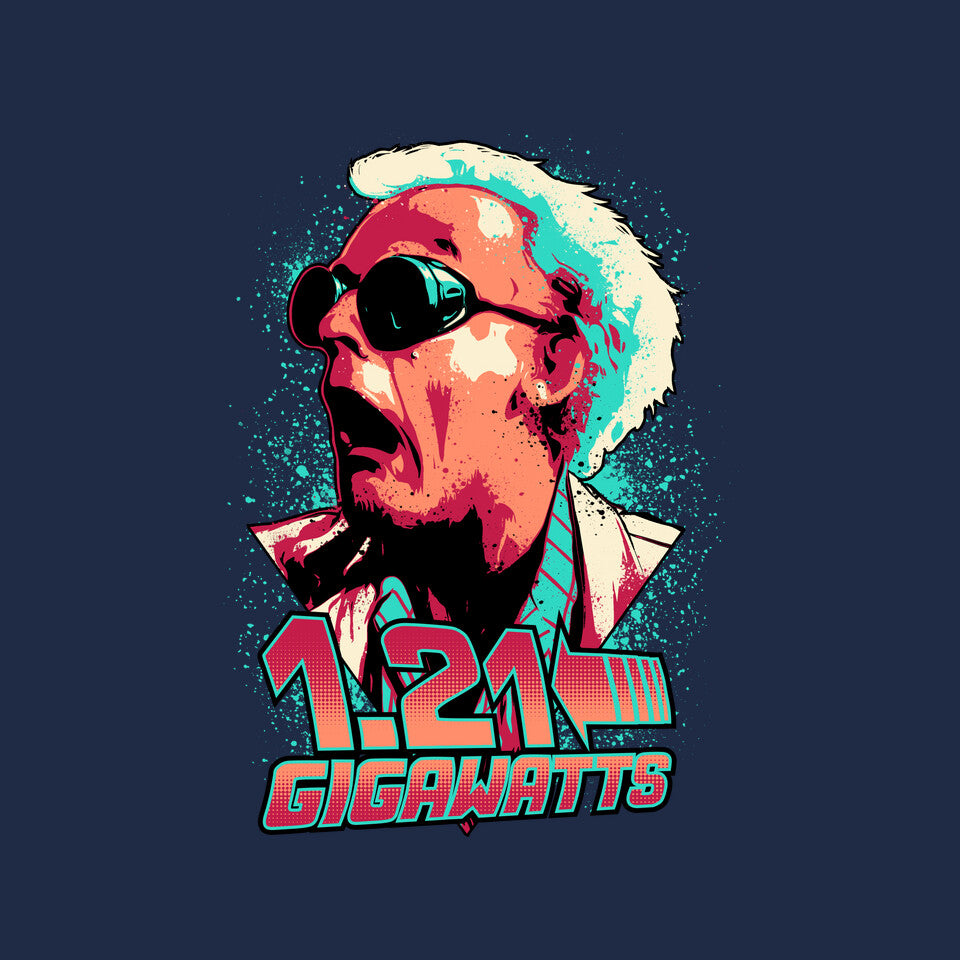Gigawatts – Sci-Fi Graphic T-Shirt design artwork for navy graphic T-shirt