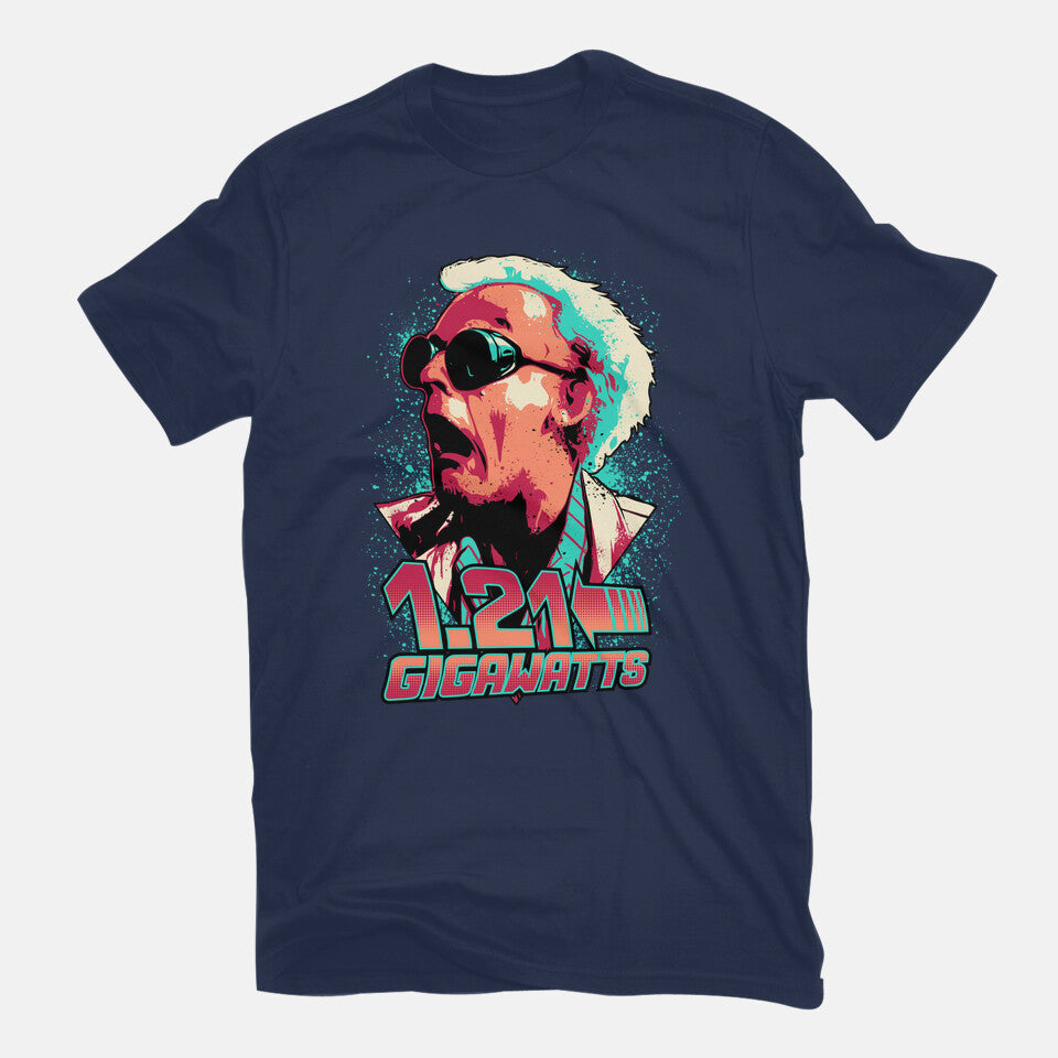 Gigawatts – Sci-Fi Graphic T-Shirt in navy, flat-lay product view