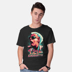 Model wearing black Gigawatts – Sci-Fi Graphic T-Shirt