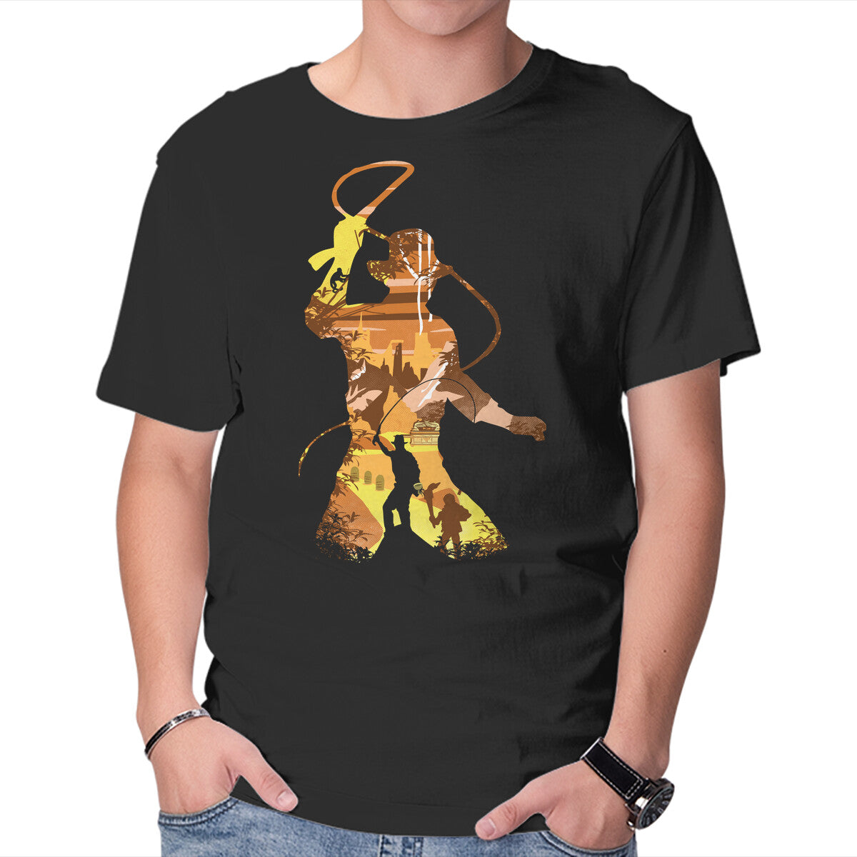 Antique Adventurer – Movie Graphic T-Shirt in black, product display