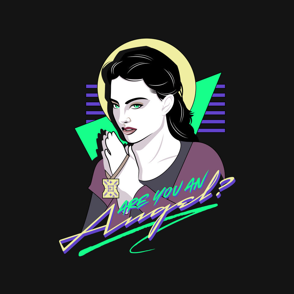 Are You An Angel – Sci-Fi Graphic T-Shirt design artwork for black graphic T-shirt