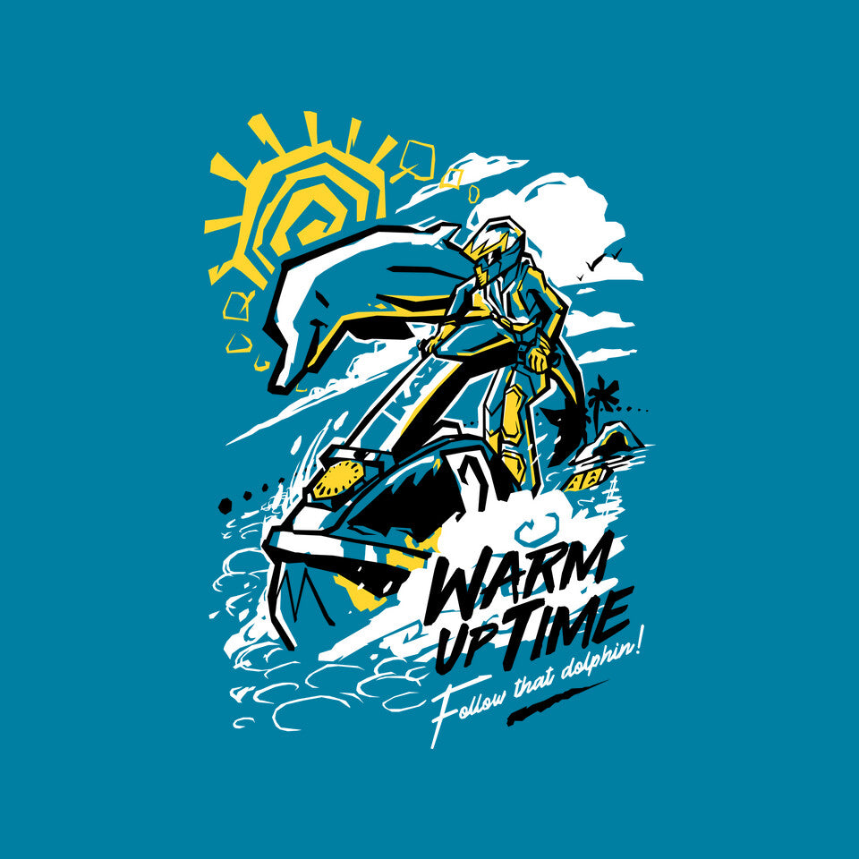 Warm Up Time – Gaming Graphic T-Shirt design artwork for turquoise graphic T-shirt