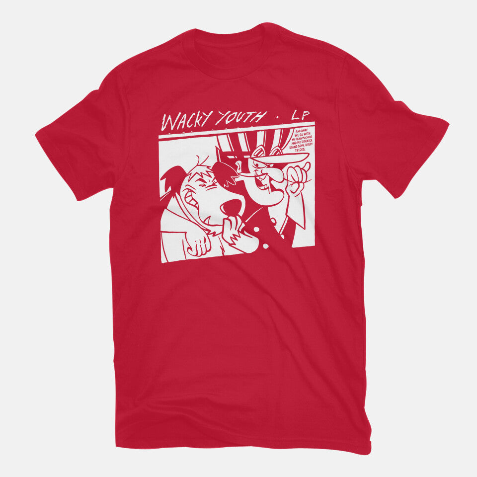 Wacky Youth – Music Graphic T-Shirt in red, flat-lay product view