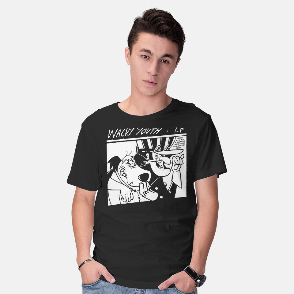 Model wearing black Wacky Youth – Music Graphic T-Shirt