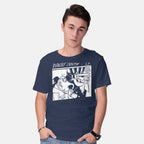 Model wearing navy Wacky Youth – Music Graphic T-Shirt
