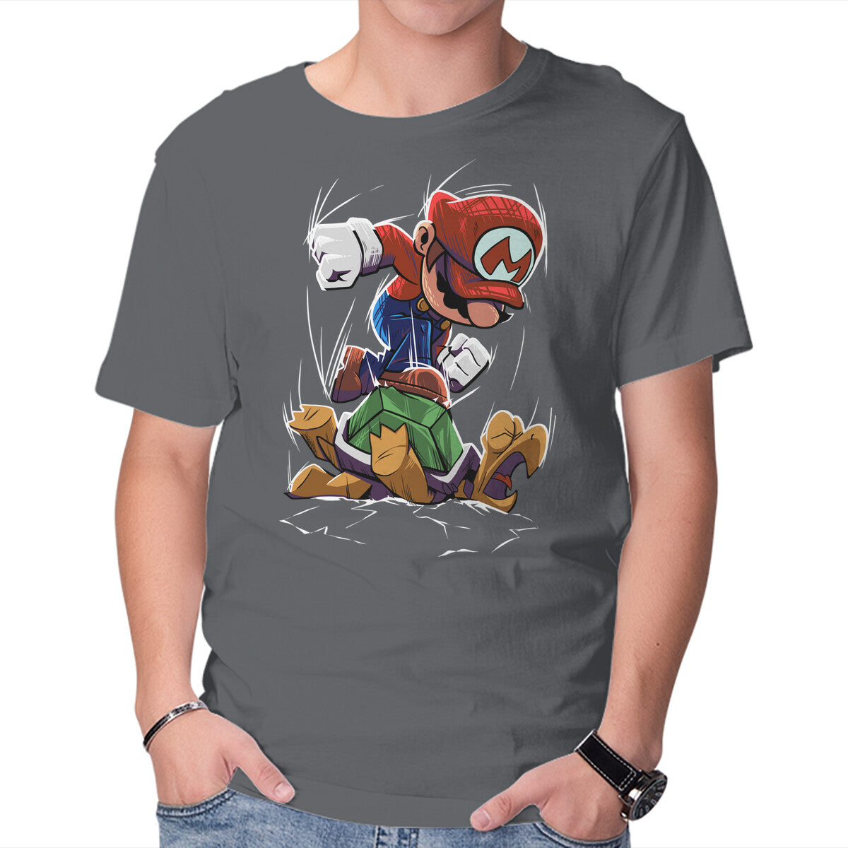 Smash Them – Gaming Graphic T-Shirt in charcoal, product display