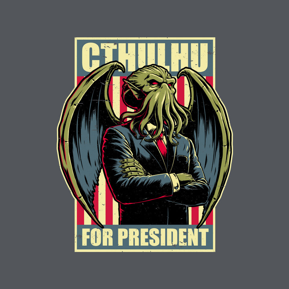 Cthulhu For President – Horror Graphic T-Shirt design artwork for charcoal graphic T-shirt