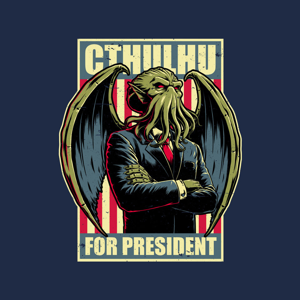 Cthulhu For President – Horror Graphic T-Shirt design artwork for navy graphic T-shirt
