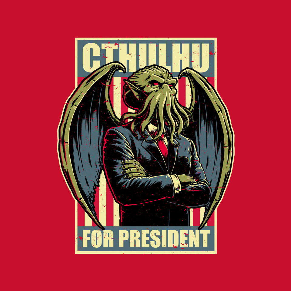 Cthulhu For President – Horror Graphic T-Shirt design artwork for red graphic T-shirt