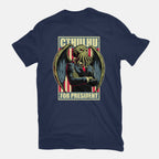 Cthulhu For President – Horror Graphic T-Shirt in navy, flat-lay product view