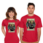 Model wearing red Cthulhu For President – Horror Graphic T-Shirt