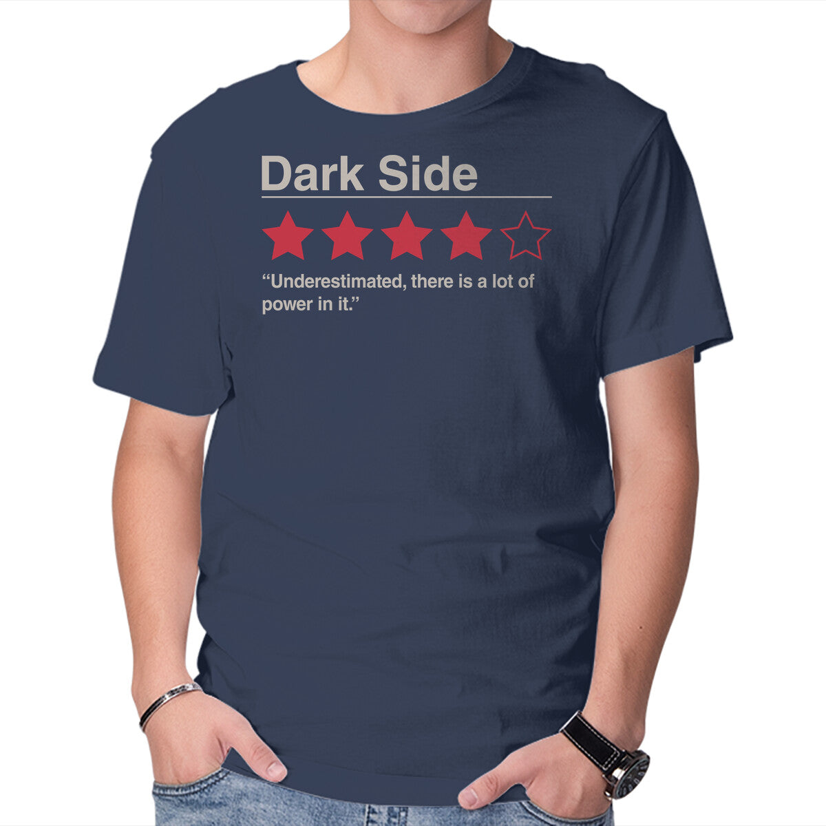 Dark Side Review – Sci-Fi Graphic T-Shirt in navy, product display
