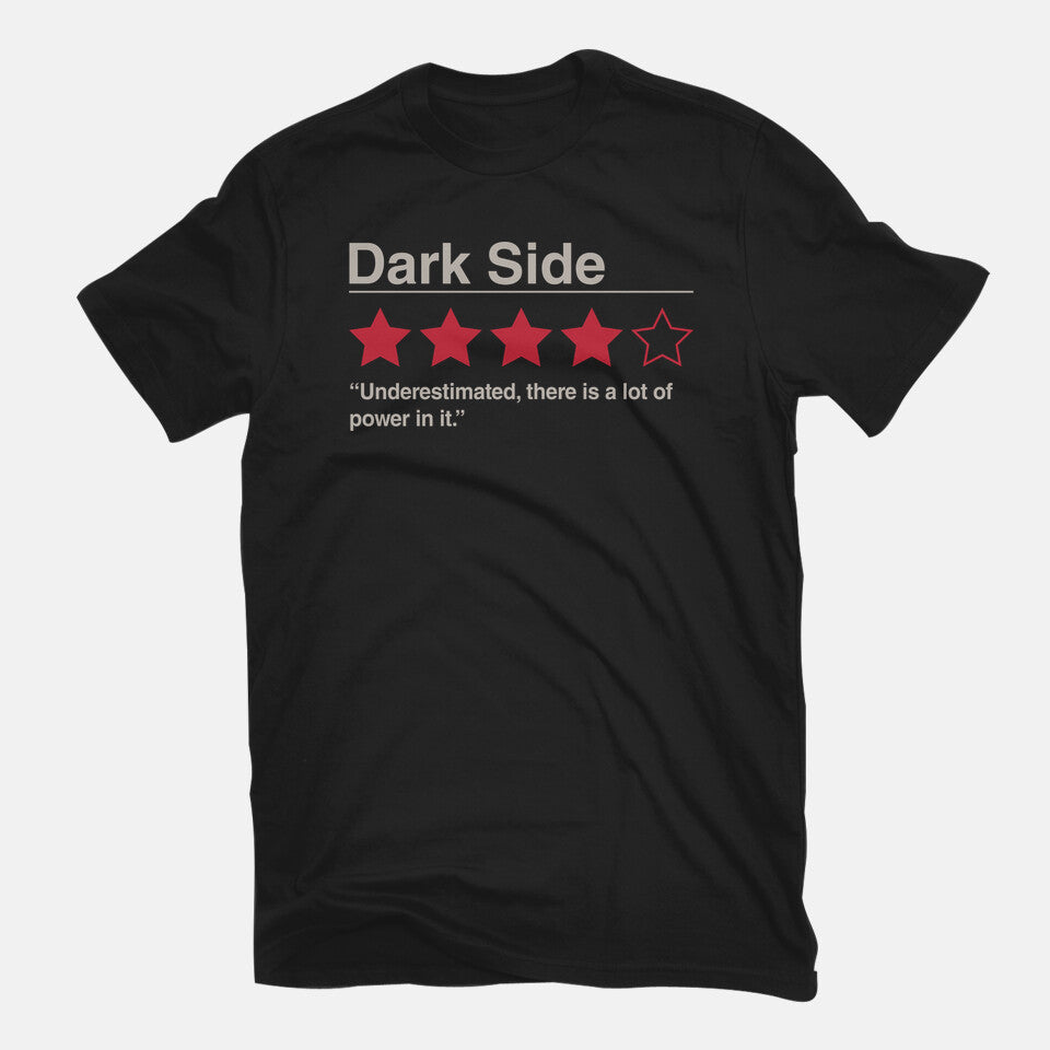 Dark Side Review – Sci-Fi Graphic T-Shirt in black, flat-lay product view
