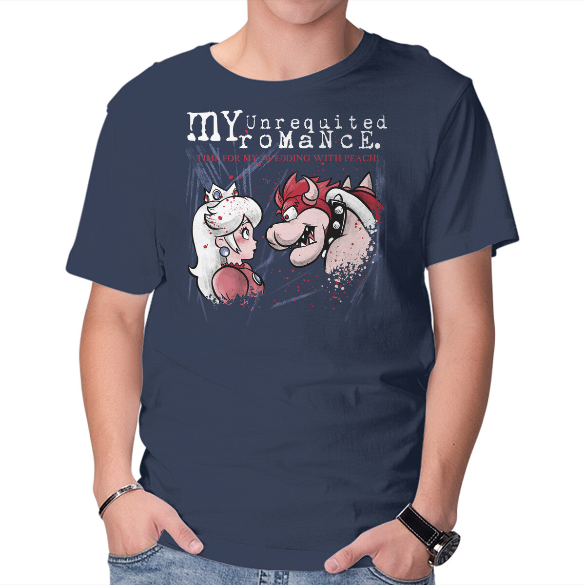 My Unrequited Romance – Gaming Graphic T-Shirt in navy, product display
