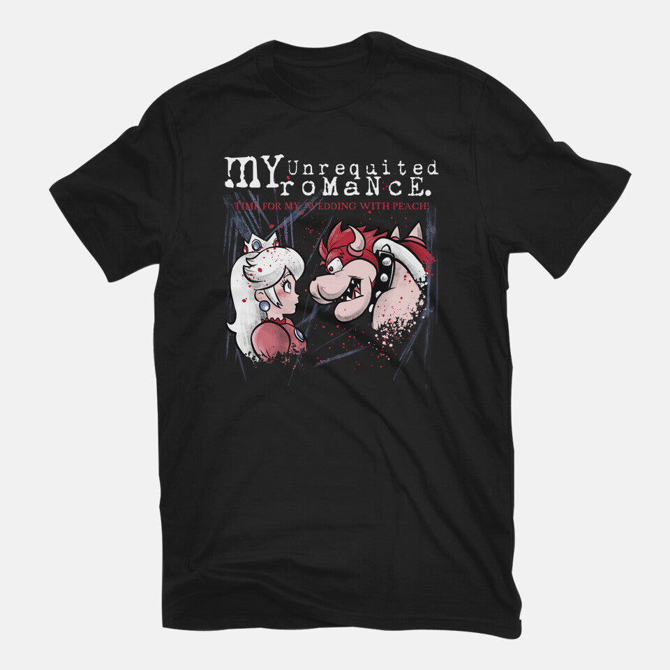 My Unrequited Romance – Gaming Graphic T-Shirt in black, flat-lay product view