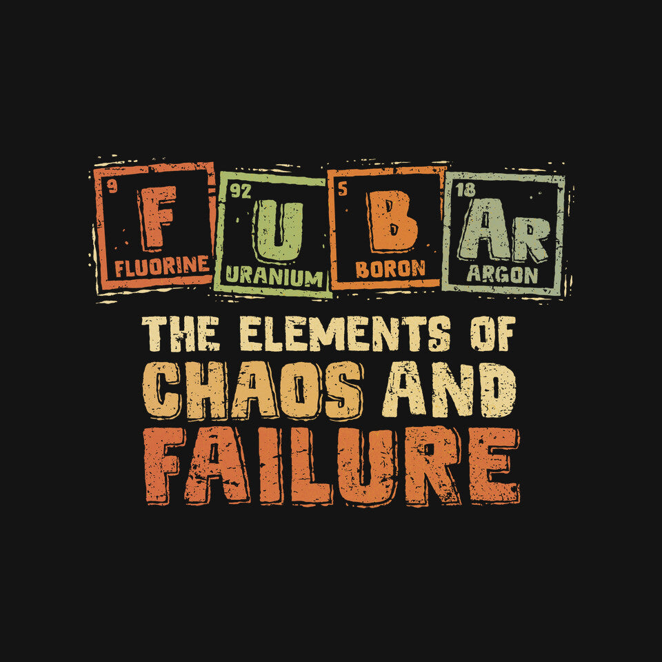 The Elements Of Chaos And Failure Graphic T-Shirt design artwork for black graphic T-shirt