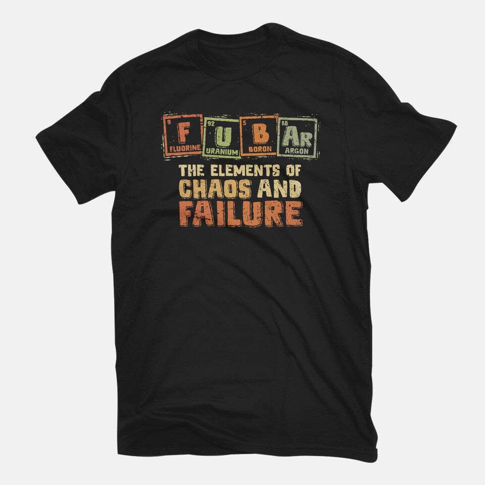The Elements Of Chaos And Failure Graphic T-Shirt in black, flat-lay product view