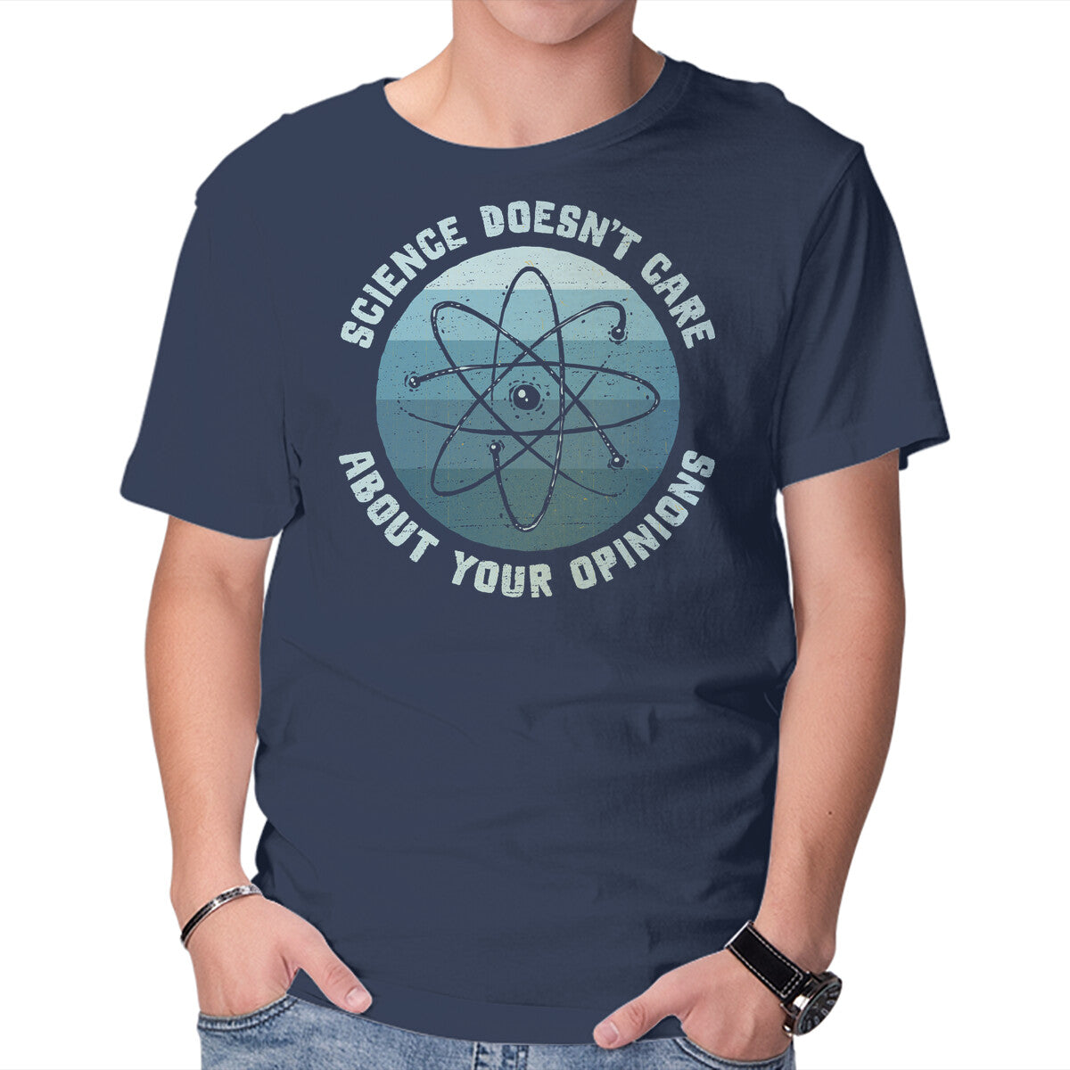Science Doesn't Care Graphic T-Shirt in navy, product display