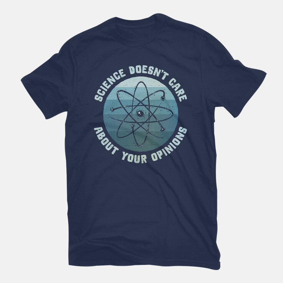 Science Doesn't Care Graphic T-Shirt in navy, flat-lay product view