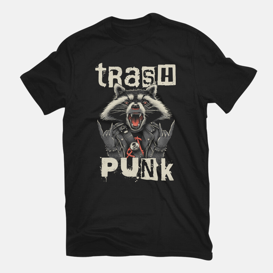 Trasher Punk – Music Graphic T-Shirt in black, flat-lay product view