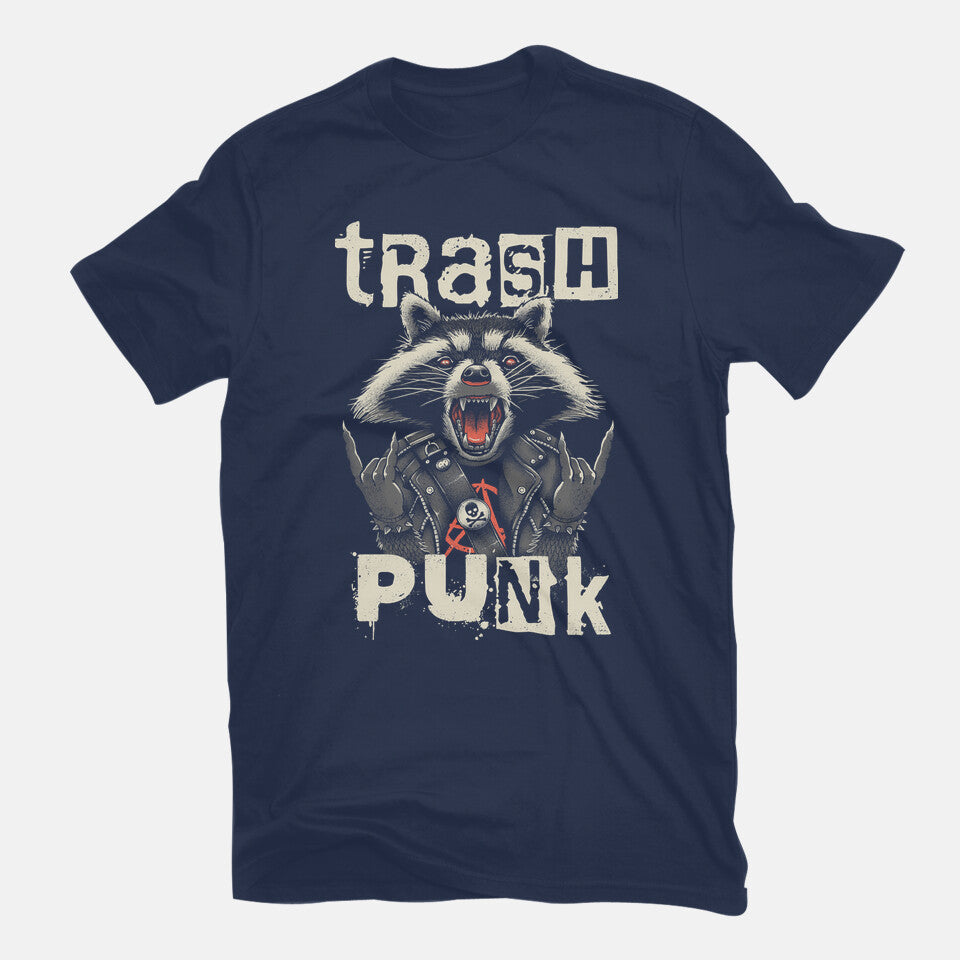 Trasher Punk – Music Graphic T-Shirt in navy, flat-lay product view