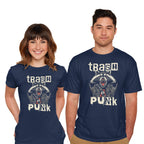 Model wearing navy Trasher Punk – Music Graphic T-Shirt