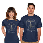 Model wearing navy Perfect Organism – Sci-Fi Graphic T-Shirt