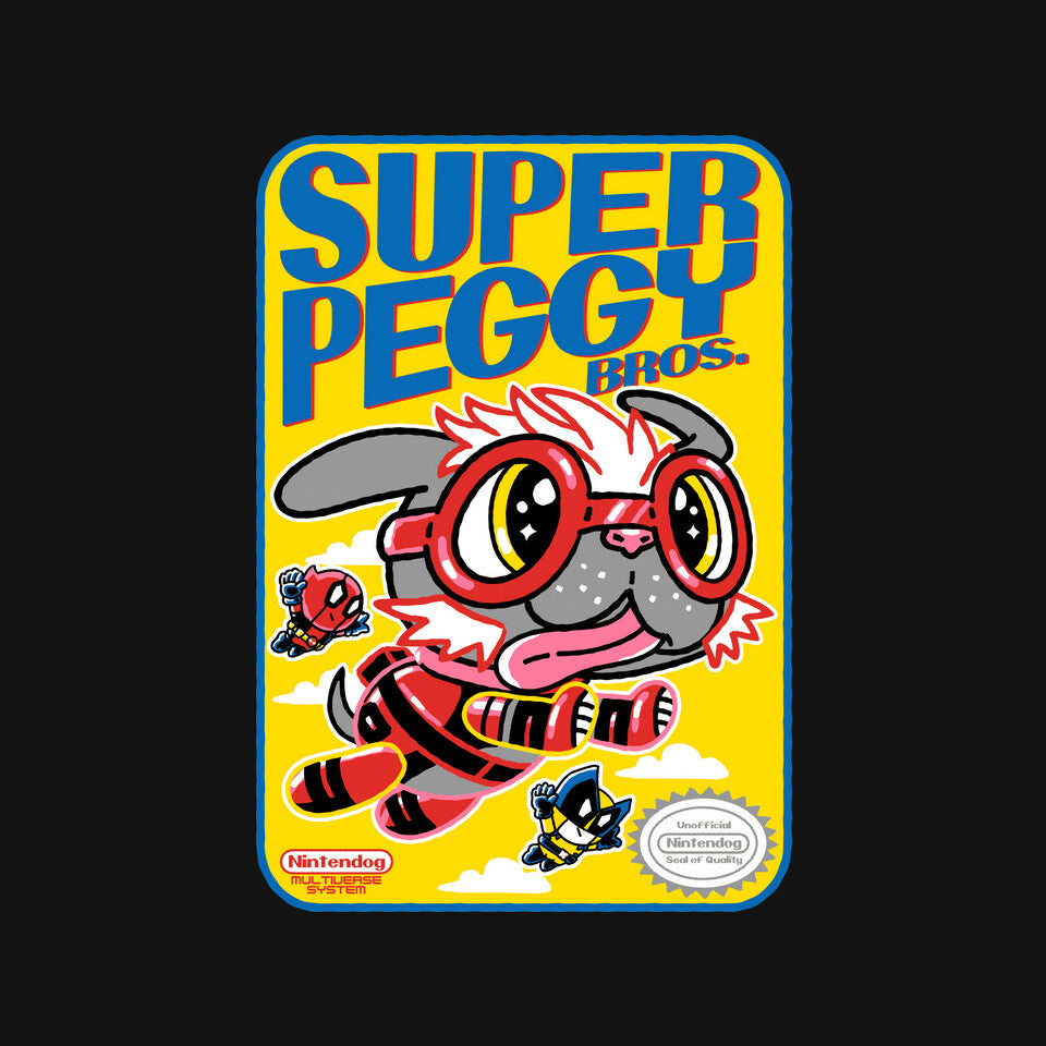 Super Peggy Bros – Dog Graphic T-Shirt design artwork for black graphic T-shirt