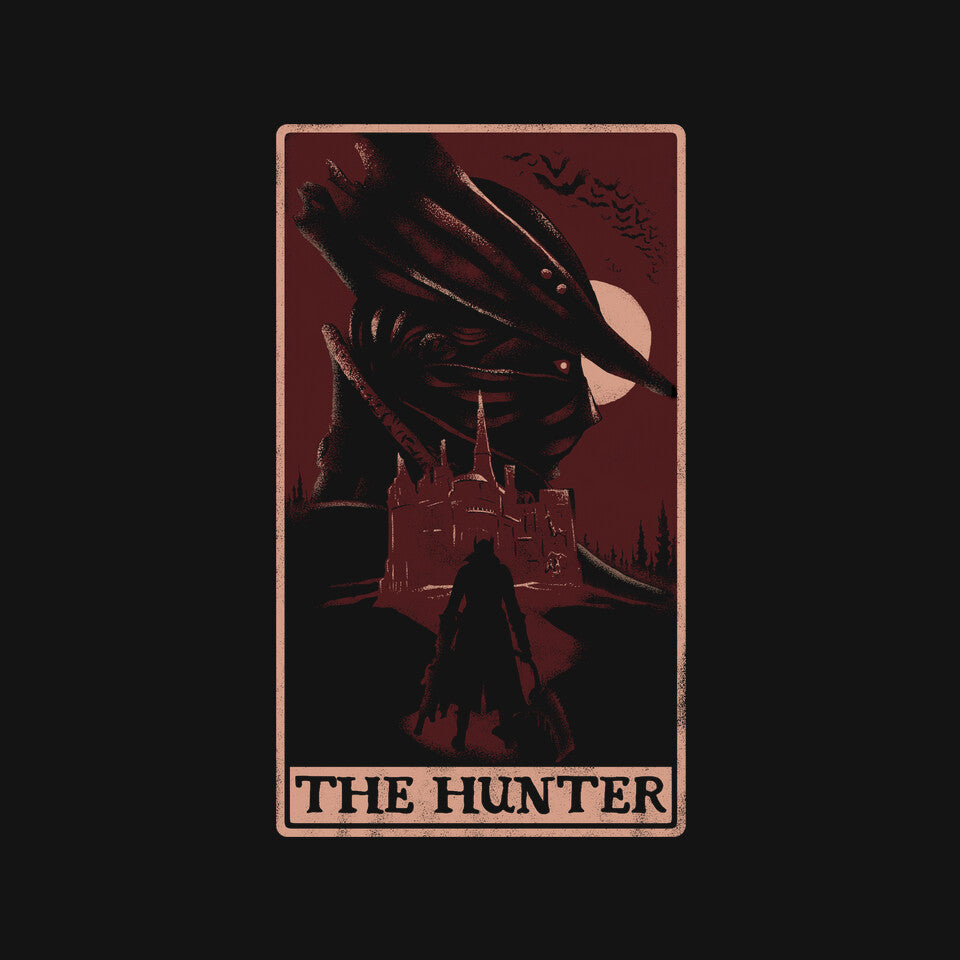 The Hunter Tarot – Horror Graphic T-Shirt design artwork for black graphic T-shirt