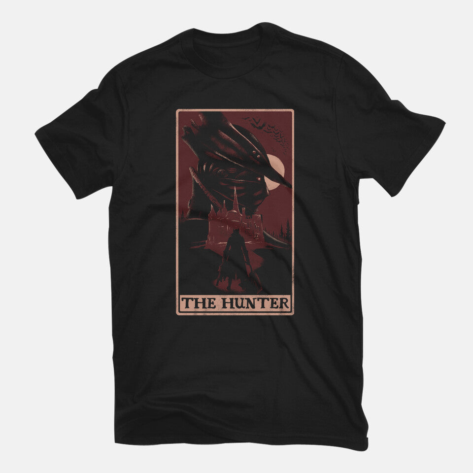 The Hunter Tarot – Horror Graphic T-Shirt in black, flat-lay product view