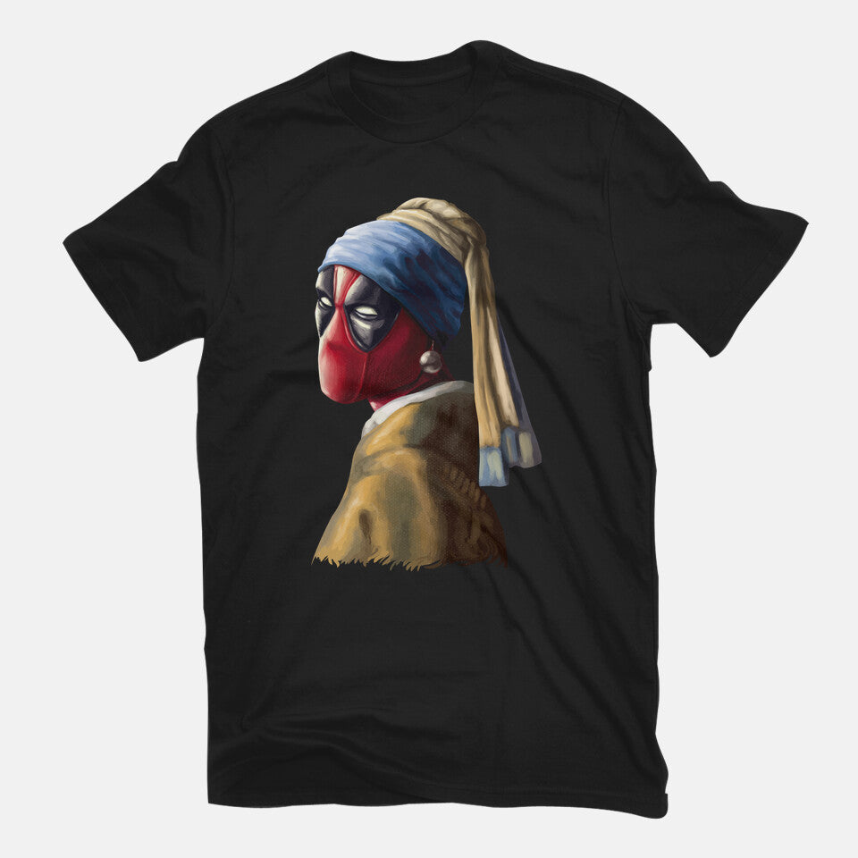Hero With A Pearl Earring – Movie Graphic T-Shirt in black, flat-lay product view