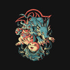 Digital Wolf Evolution – Anime Graphic T-Shirt design artwork for black graphic T-shirt