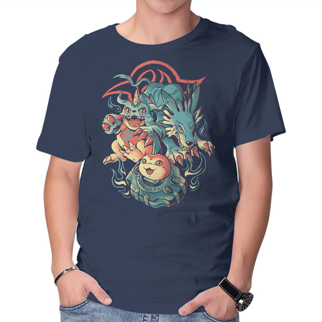 Digital Wolf Evolution – Anime Graphic T-Shirt in navy, product display