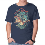 Digital Wolf Evolution – Anime Graphic T-Shirt in navy, product display