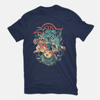 Digital Wolf Evolution – Anime Graphic T-Shirt in navy, flat-lay product view