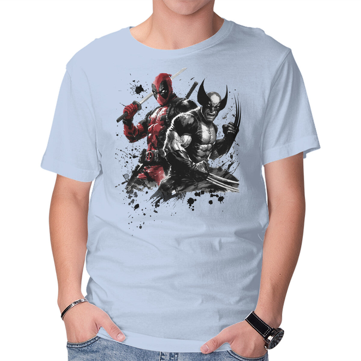 Claws And Katanas – Movie Graphic T-Shirt in blue, product display