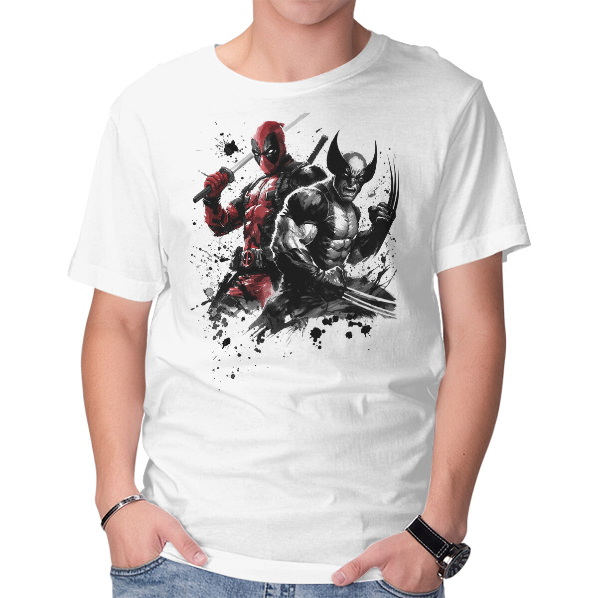 Claws And Katanas – Movie Graphic T-Shirt in white, product display