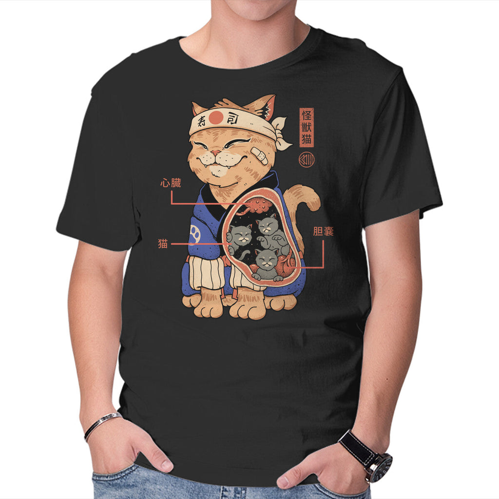 X-Ray Kaiju Cat – Cat Graphic T-Shirt in black, product display