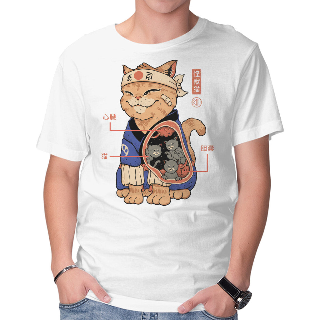X-Ray Kaiju Cat – Cat Graphic T-Shirt in white, product display