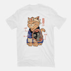 X-Ray Kaiju Cat – Cat Graphic T-Shirt in white, flat-lay product view