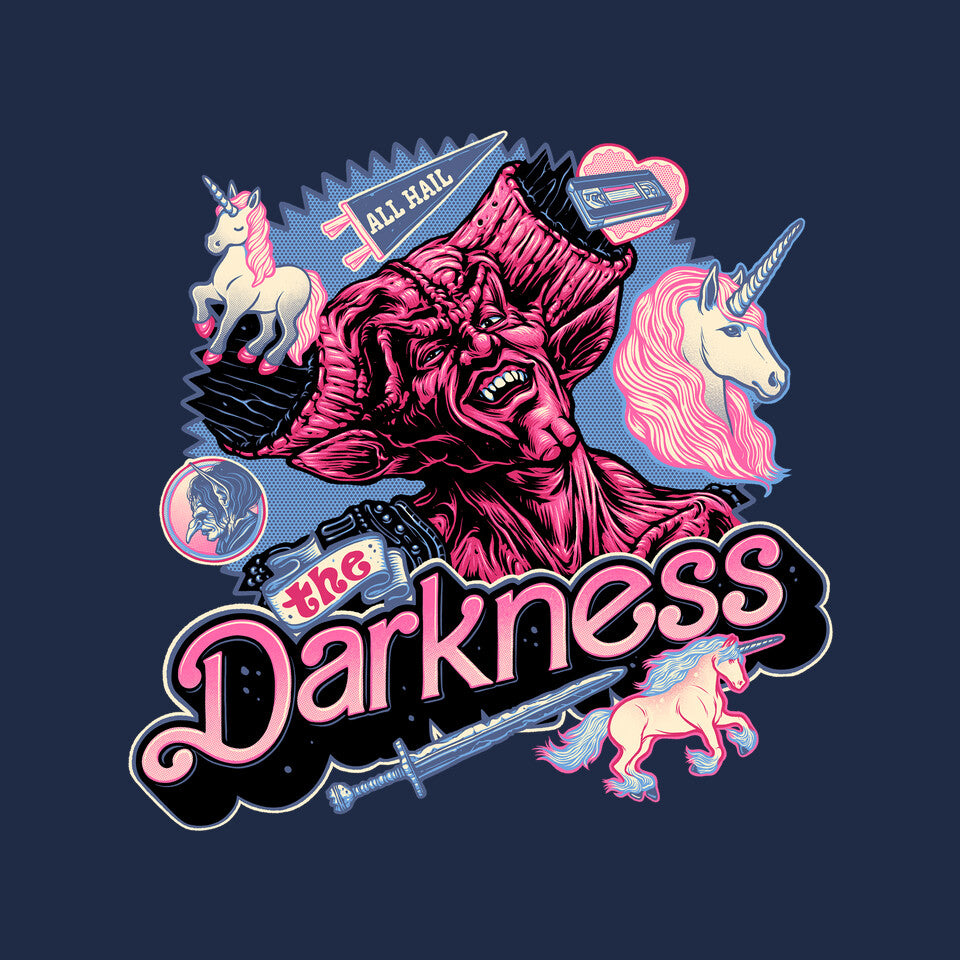 All Hail The Darkness – Fantasy Graphic T-Shirt design artwork for navy graphic T-shirt