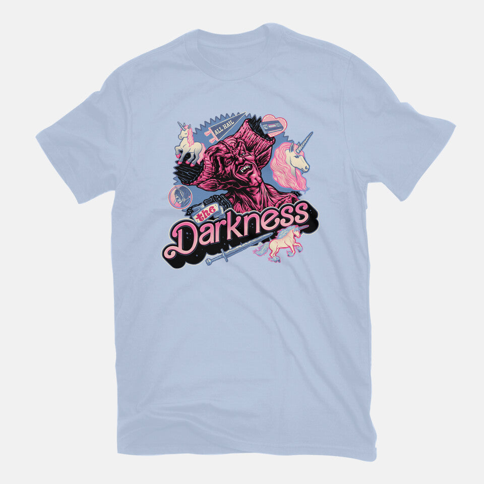 All Hail The Darkness – Fantasy Graphic T-Shirt in blue, flat-lay product view