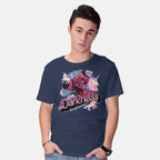 Model wearing navy All Hail The Darkness – Fantasy Graphic T-Shirt