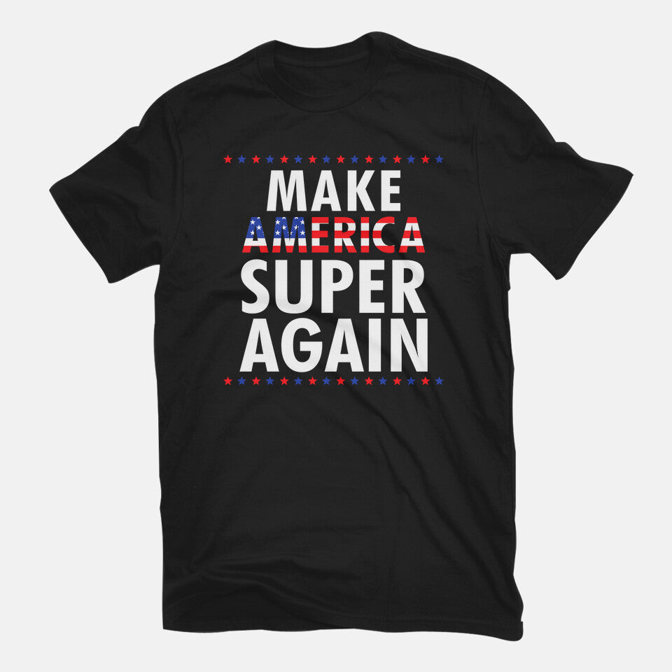 Super Again Graphic T-Shirt in black, flat-lay product view