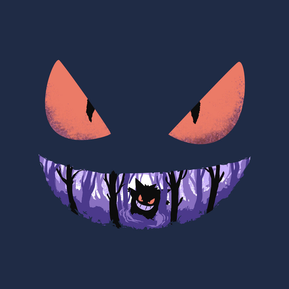 Ghost Smile – Anime Graphic T-Shirt design artwork for navy graphic T-shirt