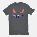 Ghost Smile – Anime Graphic T-Shirt in charcoal, flat-lay product view