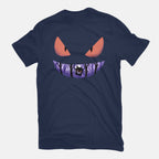Ghost Smile – Anime Graphic T-Shirt in navy, flat-lay product view